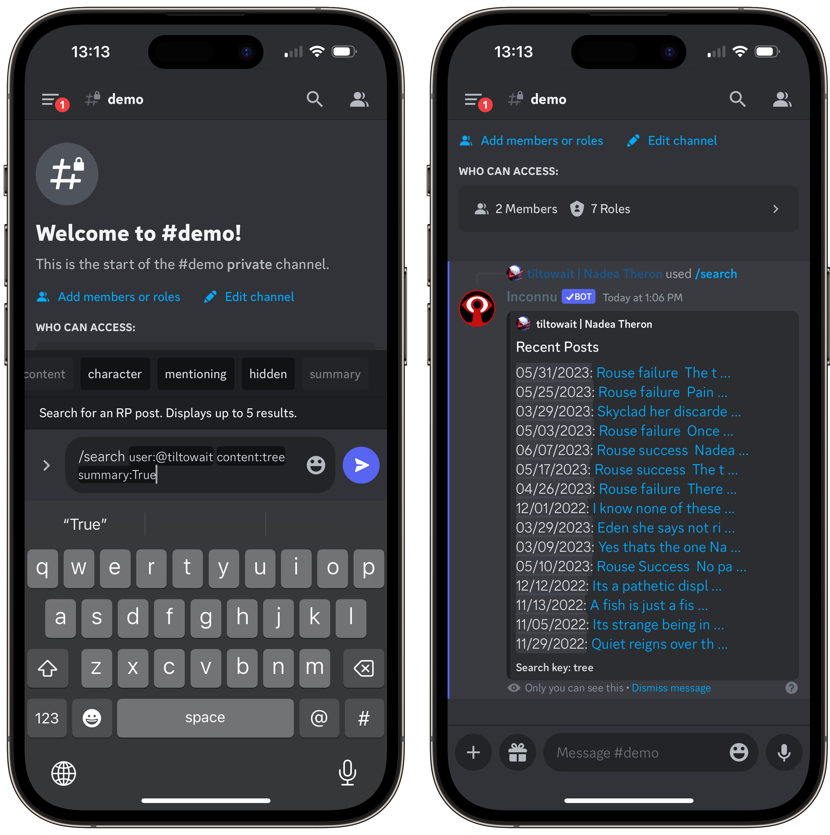 An example of the "summary" mode.