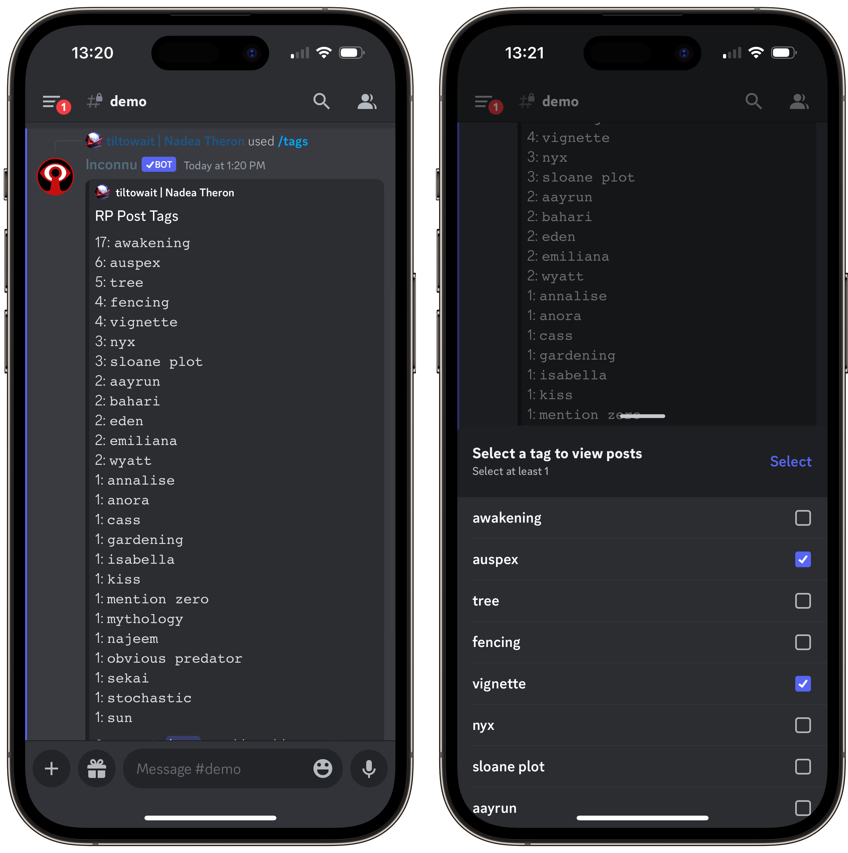 You can select multiple tags at once.